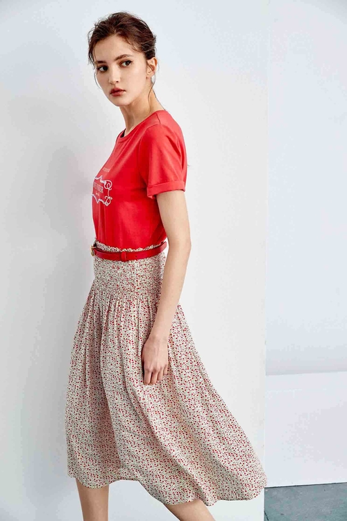 Basic Red Slogan Tee,comfotism