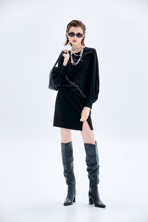 Long Sleeve Half Lace Heart Top,Lace