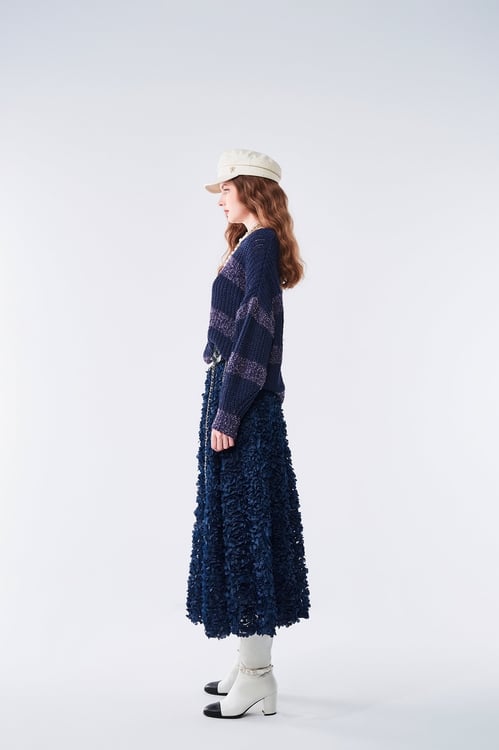 Purple striped knit top,Stripe