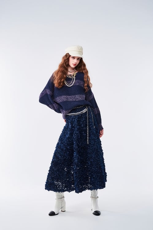 Purple striped knit top,Stripe