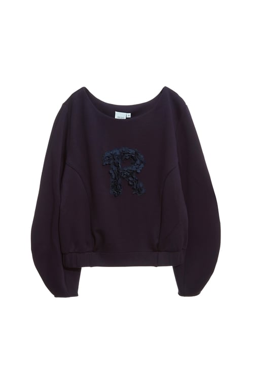 R Logo Navy Long Sleeve Top,Embroidered,Embroidered