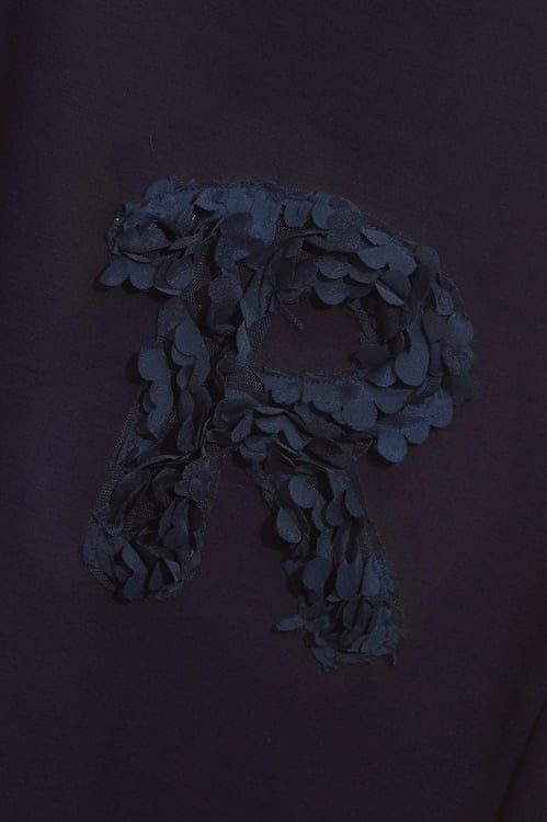 R Logo Navy Long Sleeve Top,Embroidered,Embroidered