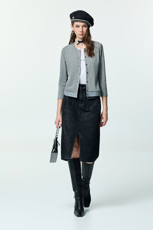 Fake Two Piece Long Sleeve Top,Embroidered,Embroidered