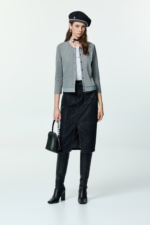 Fake Two Piece Long Sleeve Top,Embroidered,Embroidered