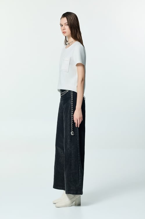 Front Pocket detail Short Sleeve Tee,Embroidered,Embroidered