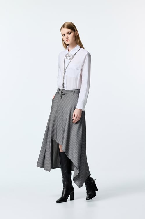 Stitching Detail Button Front Blouse,Blouses