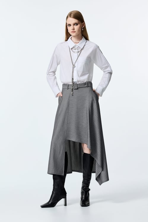 Stitching Detail Button Front Blouse,Blouses