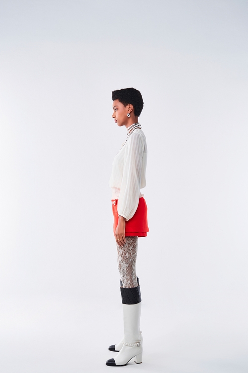 V-neck Off White Chiffon Top,Chiffon tops