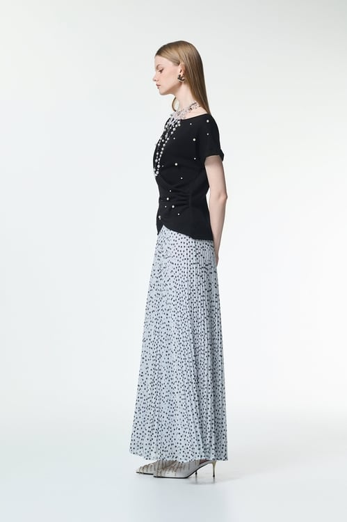 Pearl Applique Short Sleeve Top,pearl