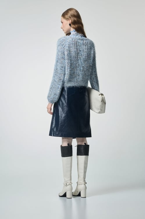 Moonstone Blue Long Sleeve Knit Top,Knitted