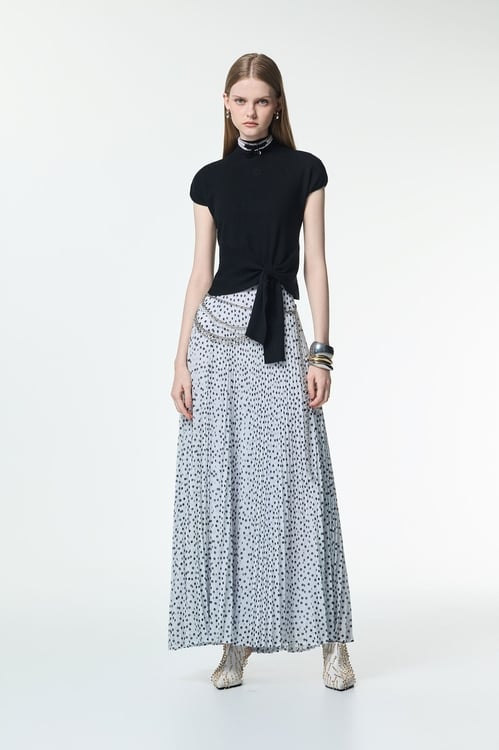 Front Knot Knit Top,Embroidered,Embroidered