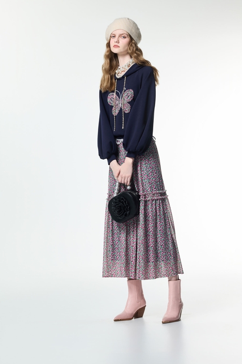 Front butterfly Graphic Hoodie Top,pearl