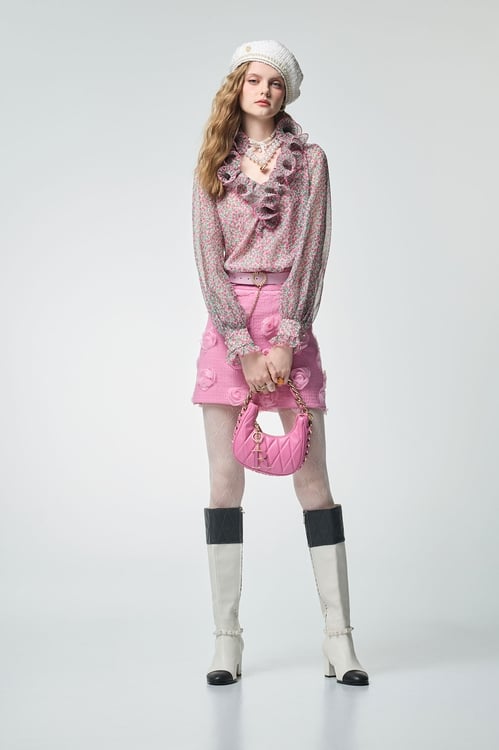 Floral Print Ruffle Chiffon Top,Chiffon