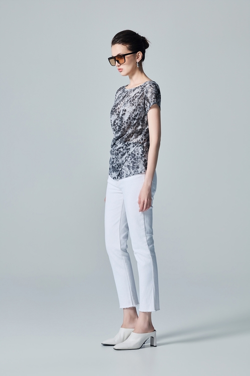 Charcoal Leopard Ink Print Style Criss Cross Top,,Charcoal Leopard Ink Print Style Criss Cross Top,Tops,Embroidered,White tops,Season (AW) Look,Blouses,Jackets,Outerwear,Season (AW) Look,Blazers,Denim,Jeans,Season (AW) Look,pants,Tops,Round neck tops,Season (AW) Look,Knitted,Knitted tops