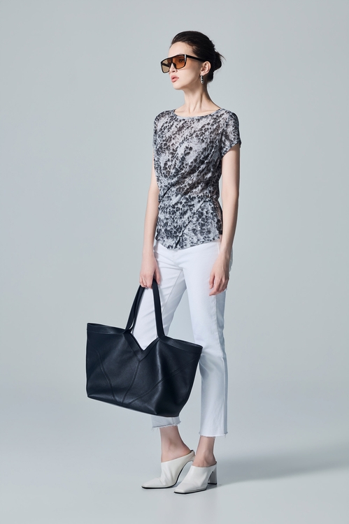Charcoal Leopard Ink Print Style Criss Cross Top,,Charcoal Leopard Ink Print Style Criss Cross Top,Tops,Embroidered,White tops,Season (AW) Look,Blouses,Jackets,Outerwear,Season (AW) Look,Blazers,Denim,Jeans,Season (AW) Look,pants,Tops,Round neck tops,Season (AW) Look,Knitted,Knitted tops