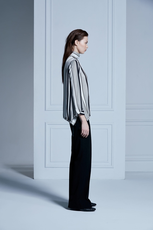 Stripe Printed Long Sleeve Top,Rayon