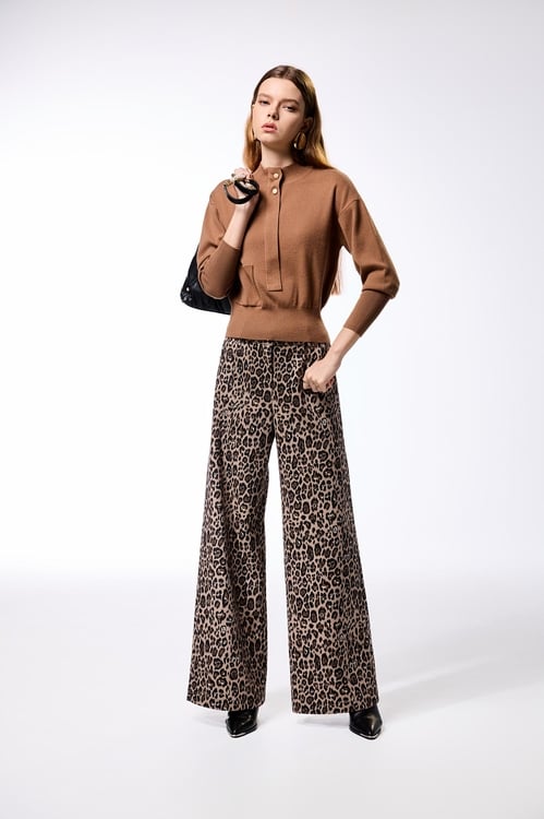 Patch Pocket Long Sleeve Knit Top,Knitted