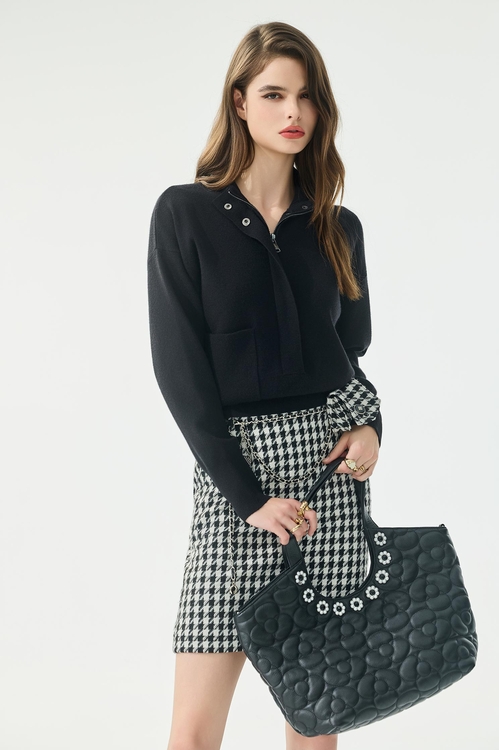 Patch Pocket Long Sleeve Knit Top,Knitted tops