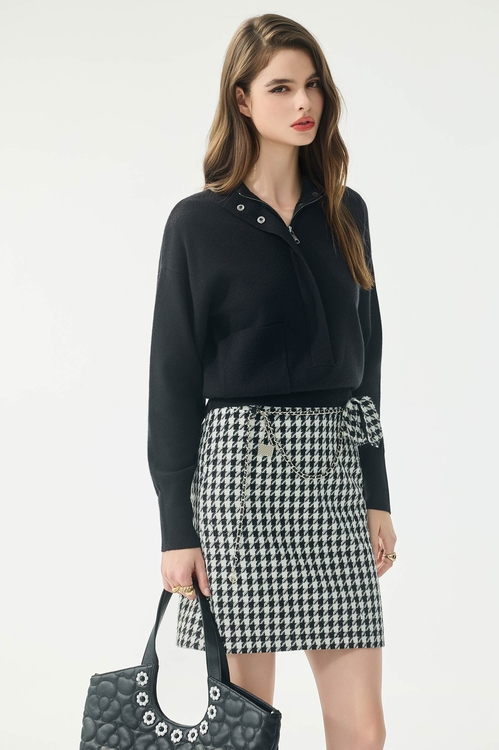 Patch Pocket Long Sleeve Knit Top,Knitted tops