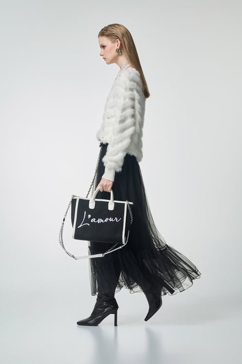 Beaded Faux Fur White Top,Office Looks