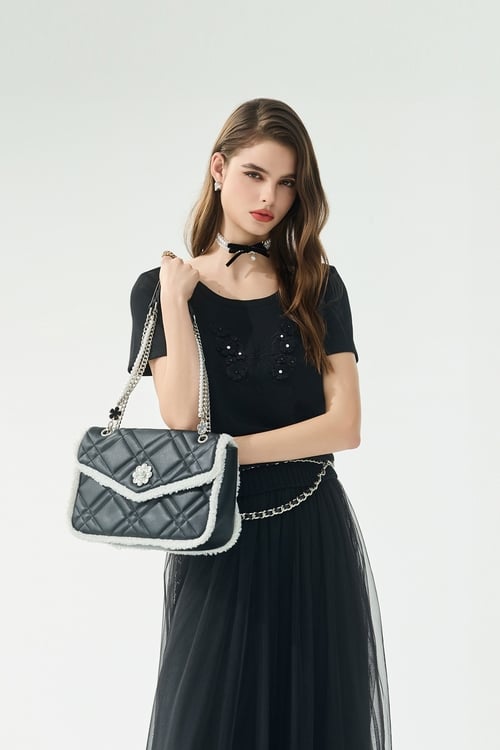 Butterfly Sequin Detail Black Top,Season (AW) Look