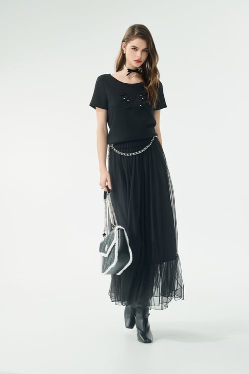 Butterfly Sequin Detail Black Top,Season (AW) Look