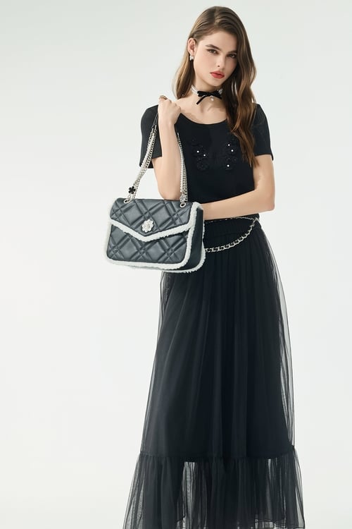 Butterfly Sequin Detail Black Top,Season (AW) Look