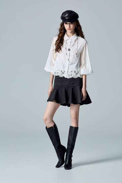 Long Sleeve Lace Blouse,White tops,White tops