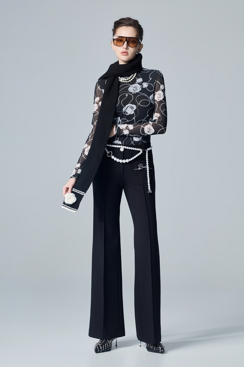 Rose Print Turtleneck Long Sleeve Top,Mesh tops