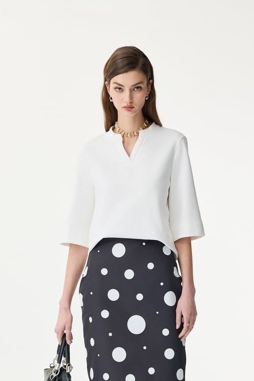 Minimalist White Top,Embroidered tops