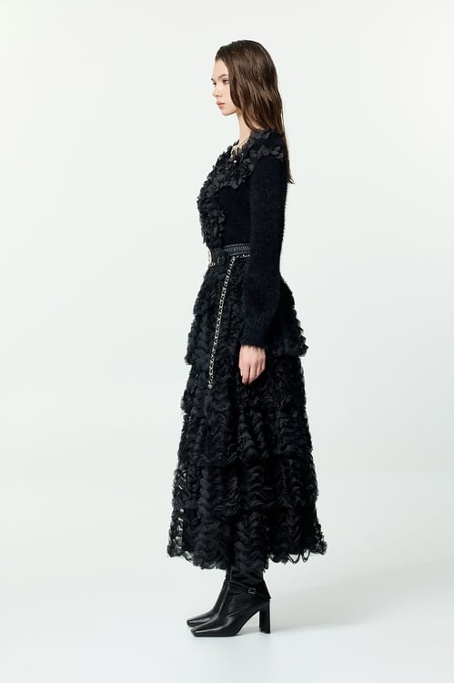 3-D Floral Detail Faux Fur Knit Top,,3-D Floral Detail Faux Fur Knit Top,Tops,Season (AW) Look,Knitted,black tops,Jackets,Outerwear,Season (AW) Look,Black outerwear,Tops,Season (AW) Look,black tops,Tops,pearl,Season (AW) Look,Knitted,Knitted tops,black tops