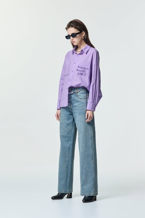 Patch Pocket Lavender Blouse,Blouses