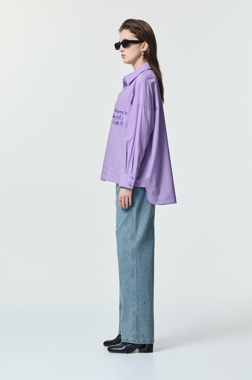 Patch Pocket Lavender Blouse,Blouses