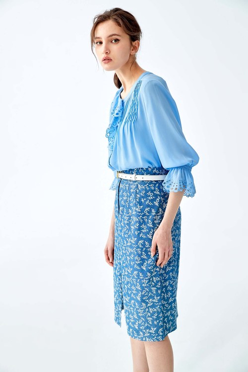 Ruffle Blouse,Embroidered tops