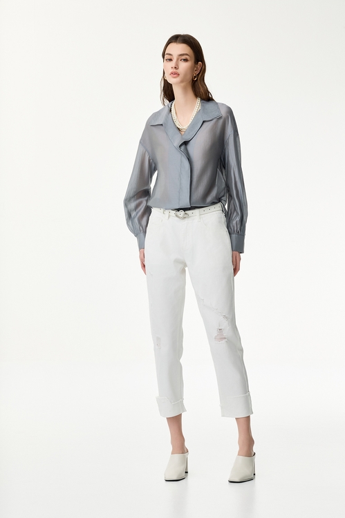 Oversize Grey Blouse,Long sleeve tops