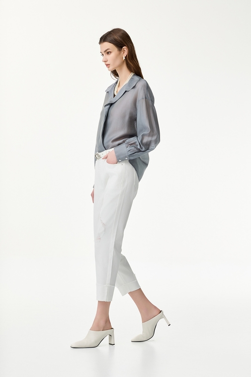 Oversize Grey Blouse,Long sleeve tops