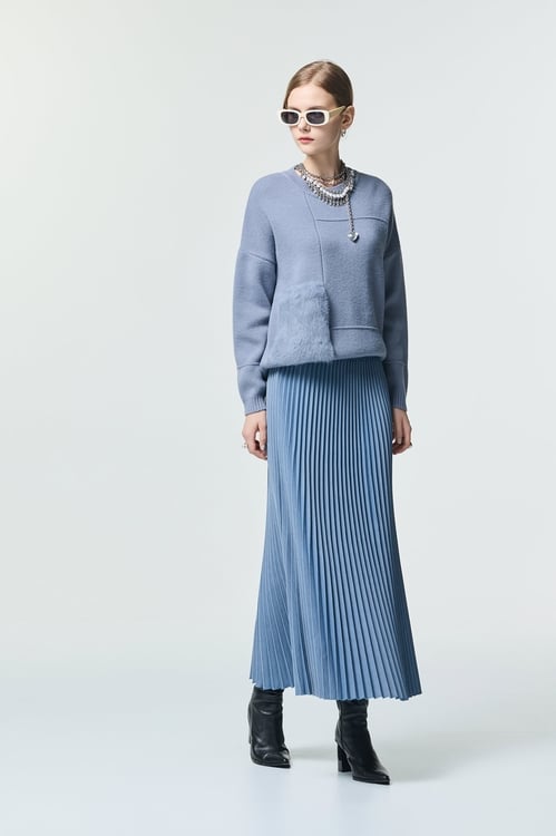 Faux Fur Pocket Detail Knit Top,Knitted tops