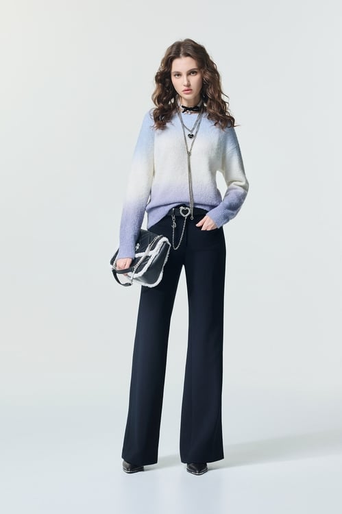 Colour Block Long Sleeve Knit Top,,Colour Block Long Sleeve Knit Top,Jackets,Outerwear,Season (SS) Look,Plaid,bows,Tops,Season (SS) Look,Knitted,Knitted tops