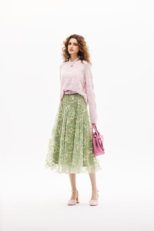 Floral Motif Knit Top,Knitted