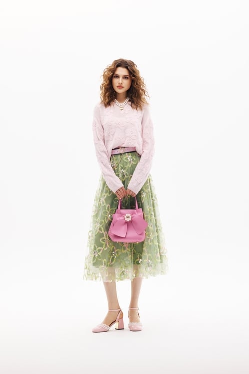 Floral Motif Knit Top,Knitted