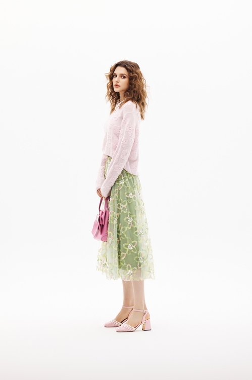 Floral Motif Knit Top,Knitted