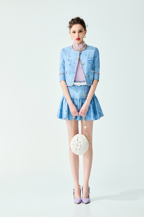 Floral Embroidery Sequin Detail Crop Jacket,,,Jackets,Embroidered,Outerwear,Season (SS) Look,Floral,Mesh fabric,Lace