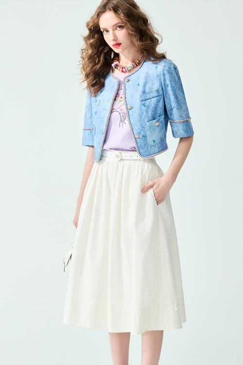Floral Embroidery Sequin Detail Crop Jacket,,,Jackets,Embroidered,Outerwear,Season (SS) Look,Floral,Mesh fabric,Lace