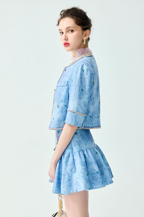 Floral Embroidery Sequin Detail Crop Jacket,,,Jackets,Embroidered,Outerwear,Season (SS) Look,Floral,Mesh fabric,Lace