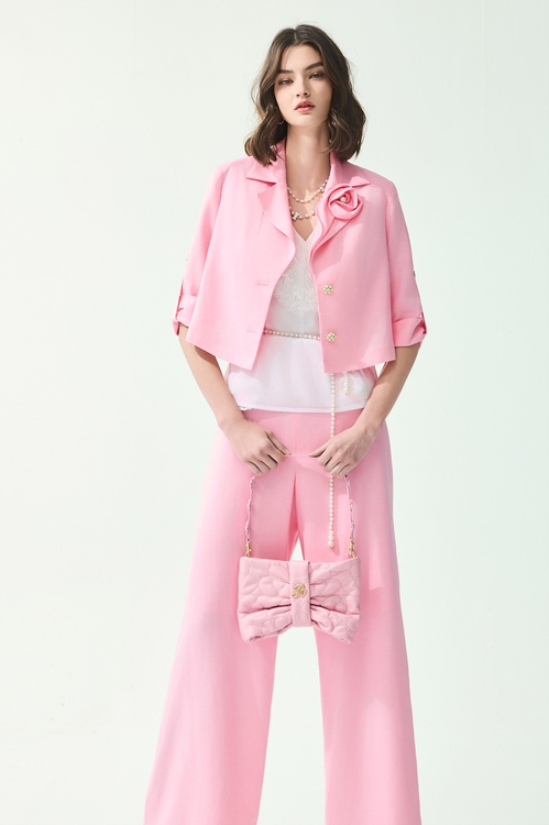 Rose Detail Crop Jacket,Outerwear