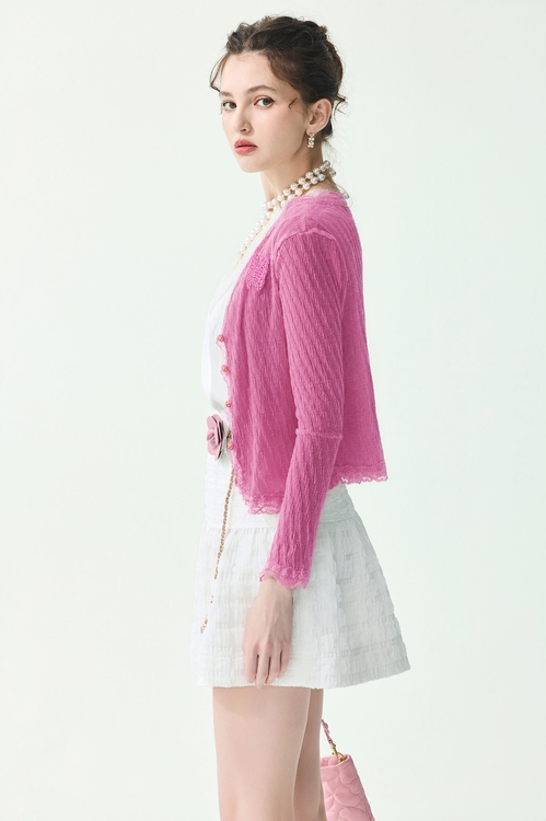 Lace Detail Knit Cardigan,Outerwear