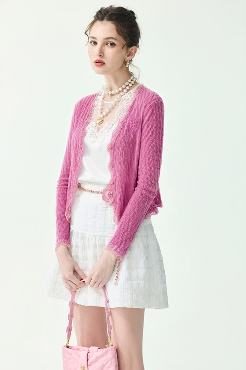 Lace Detail Knit Cardigan,Outerwear