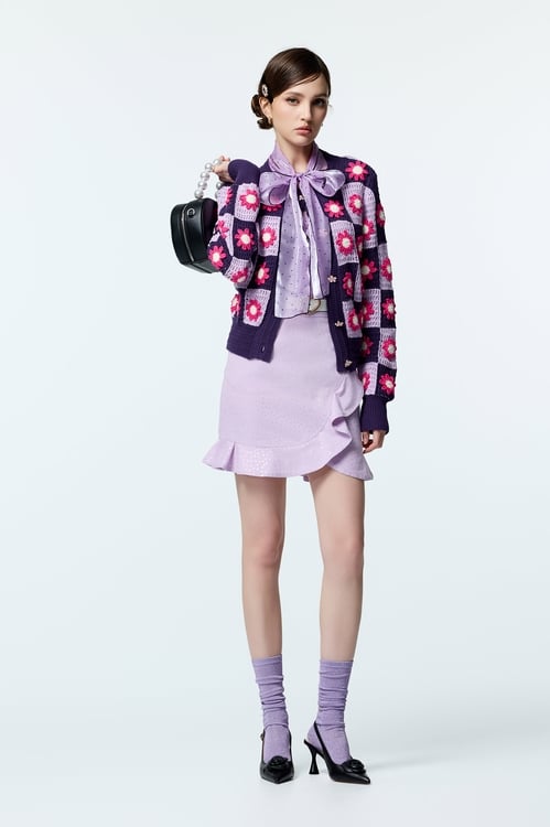 Floral Crochet Knit Patchwork Cardigan,Knitted coats