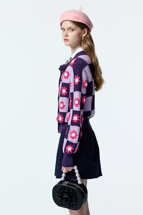 Floral Crochet Knit Patchwork Cardigan,Knitted coats