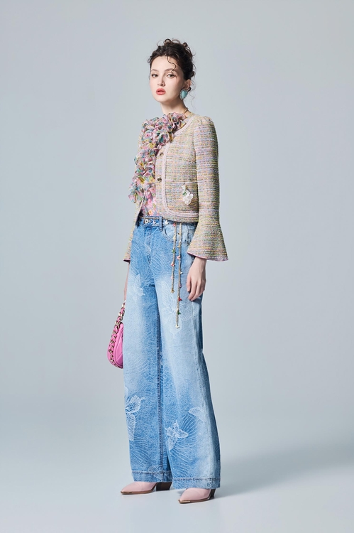 Bell Sleeve Tweed Jacket,Outerwear